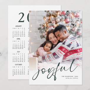 Photo Overlay 2027 Calendar Joyful Christmas White Holiday Card