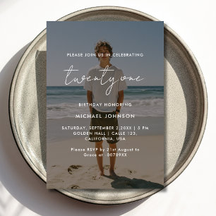 Photo Overlay 21st birthday Invitation Card
