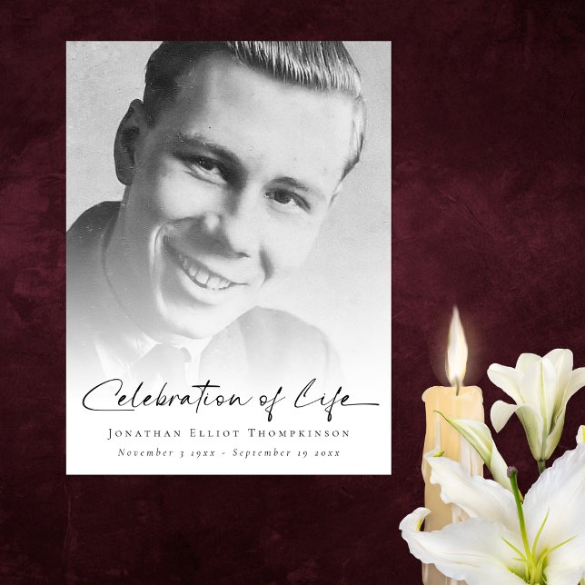 Photo Overlay Celebration of Life Name Funeral  Poster (Creator Uploaded)