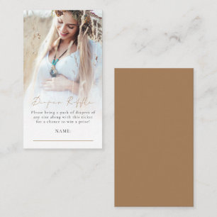 Photo Overlay Diaper Raffle Gold Baby Shower  Enclosure Card