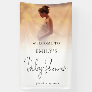 Photo Overlay Elegant Script Welcome Baby Shower Banner