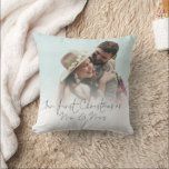 Photo Overlay First Christmas As Mr Mrs Cushion<br><div class="desc">Photo Overlay First Christmas As Mr Mrs. To celebrate your 1st married holiday season and keepsake for years to come,  easily personalise with your photo. With an elegant set script for Our First Christmas as Mr & Mrs . The same design is on the back.</div>