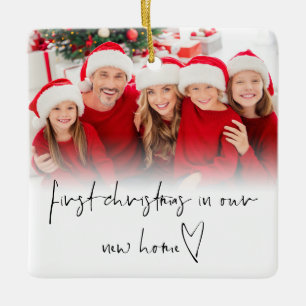 Photo Overlay First Christmas New Home Name Year Ceramic Ornament