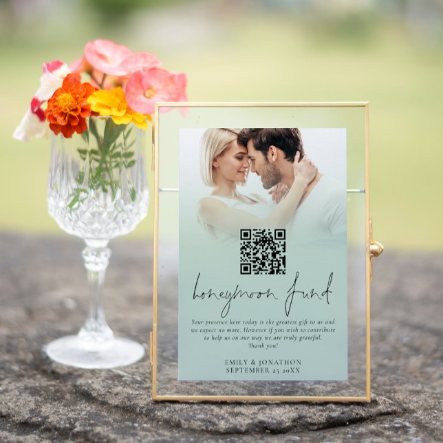 Photo Overlay Honeymoon Fund Wedding Sage Sign (Available printed or as a digital download. Frame is for illustrative purposes only)