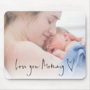 Photo Overlay Love You Mummy Script Heart Mouse Mat