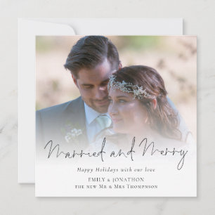 Photo Overlay Married and Merry Christmas Card