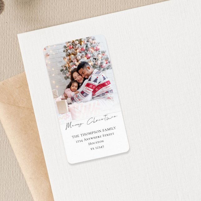 Photo Overlay Merry Christmas Return Address Label (Creator Uploaded)
