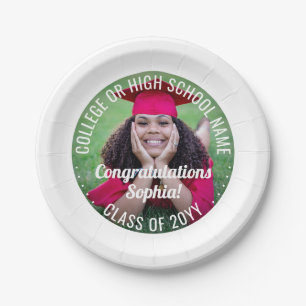 Photo Overlay Modern Congratulations Graduation Paper Plate