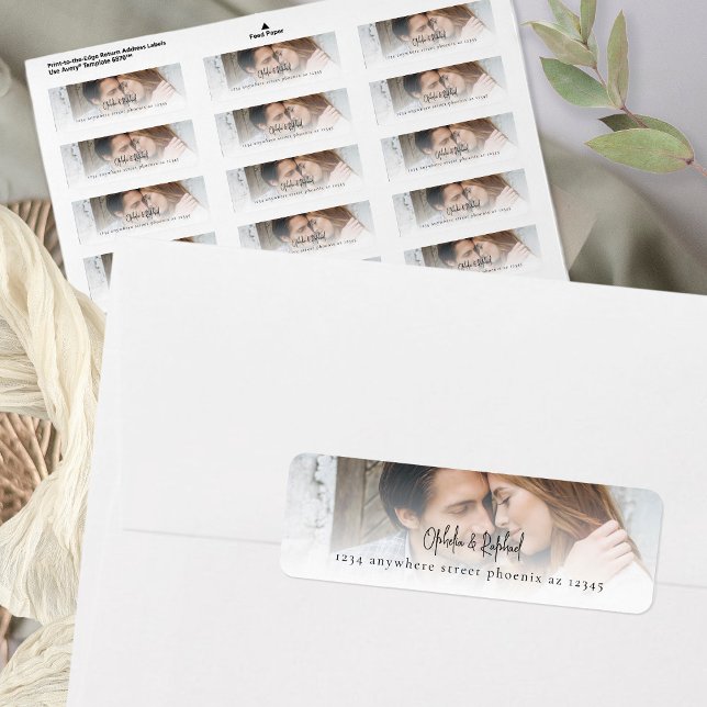 Photo Overlay Modern Script Return Address Wedding (Creator Uploaded)