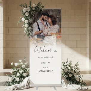 Photo Overlay Modern Script Welcome to Wedding Retractable Banner