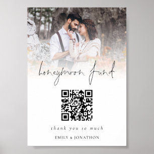 Photo Overlay Qr Code Honeymoon Fund Wedding Poster