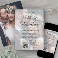 Photo Overlay QR Code RSVP Simple Script Wedding