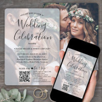 Photo Overlay QR Code RSVP Simple Script Wedding