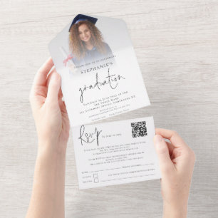 Photo Overlay QR Code Script Graduation Party All In One Invitation