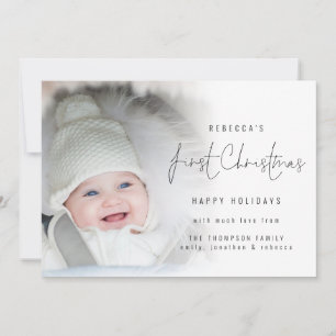 Photo Overlay Script Baby First Christmas  Holiday Card