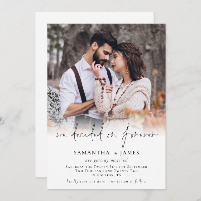 Photo Overlay Script Decided Forever Wedding Save The Date (Front/Back)