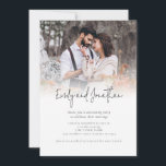 Photo Overlay Script QR Code Wedding Evening Party Invitation<br><div class="desc">Photo Overlay Informal Script QR Code Wedding Evening Party. A fully customiseable design available digitally and printed. Change text as required and replace the sample photo with your own favourite. With a QR code to your wedding website on the back so your guests can easily visit your wedding website to...</div>