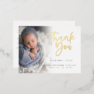 Photo Overlay Thank You BIrth Announcement Foil