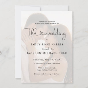Photo Overlay Wedding Invitation with Monogram