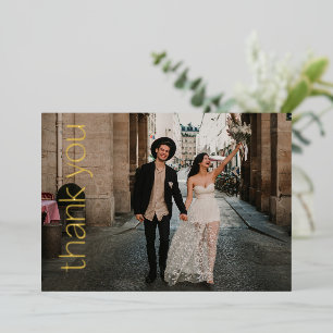 Photo Overlay Wedding Message Thank You Foil Card