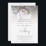 Photo Overlay With Guest Names QR Code Wedding Invitation<br><div class="desc">Photo Overlay With Guest Names QR Code Wedding. A truly personal touch where you can personalise each invitation with the name of your guest. Add your QR code to your wedding website on the back so your guests can RSVP and see all the details online without the need for separate...</div>