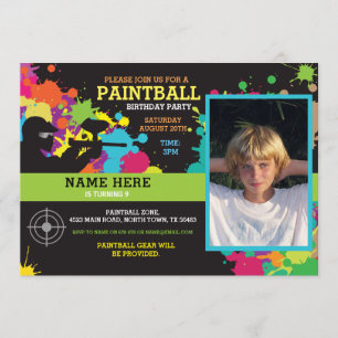 Photo Paintball Birthday Party Invitation