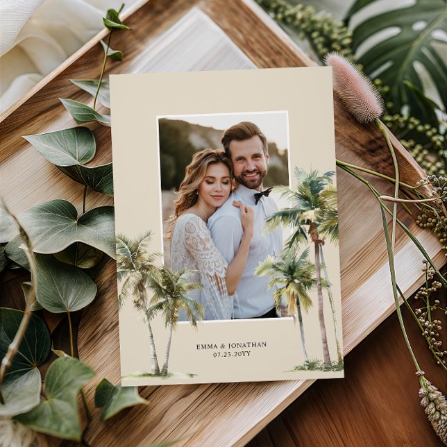 Photo Palm Tree Wedding Coastal Thank You Card (Creator Uploaded)