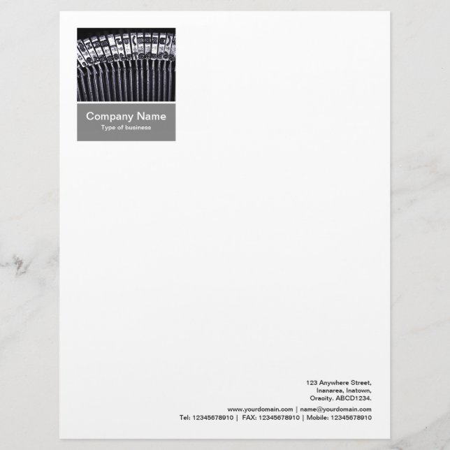 Photo Panel - 50pc Grey - Typewriter Letterhead (Front)