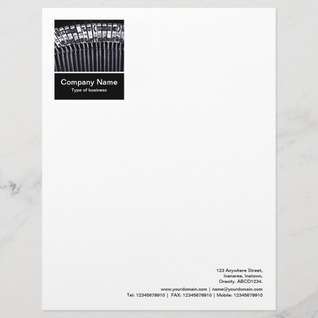 Photo Panel - Black - Typewriter Personalised Letterhead (Front)