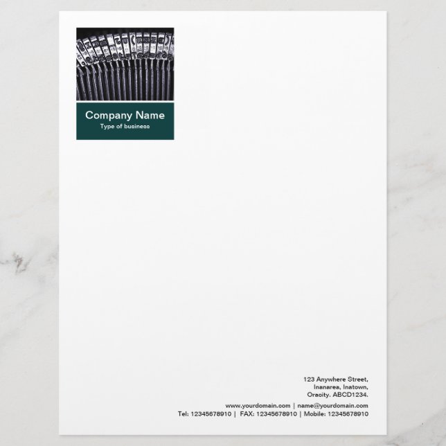 Photo Panel - Dark Green - Typewriter Personalized Letterhead (Front)
