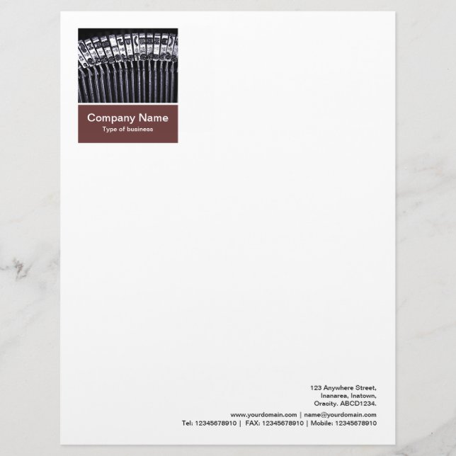 Photo Panel - Dk Brown - Typewriter Personalised Letterhead (Front)
