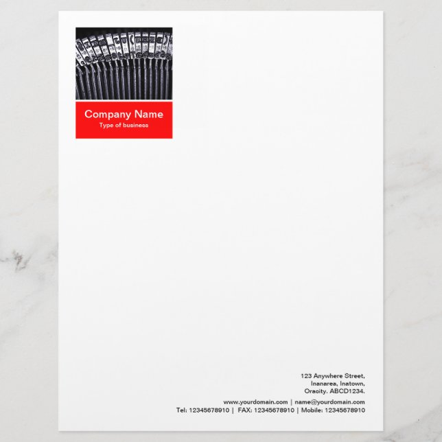 Photo Panel - Red - Typewriter Customized Letterhead (Front)