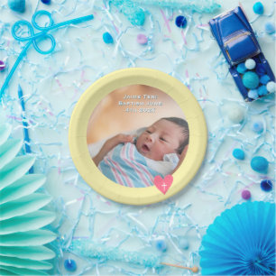 Photo Paper Plate Baptism Yellow Shower
