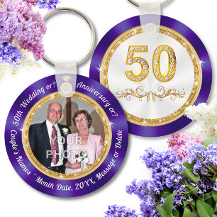 PHOTO, Party Favours for 50th Wedding Anniversary, Key Ring