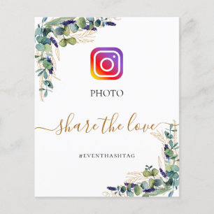 Photo party Instagram hashtag eucalyptus greenery Flyer