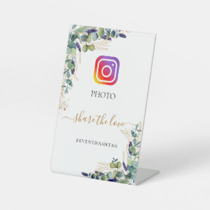 Photo party Instagram hashtag eucalyptus greenery  Pedestal Sign
