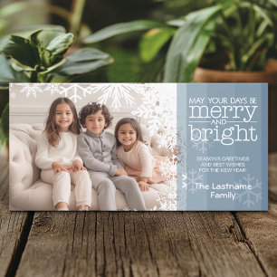 Photo - Pastel Blue Merry and Bright Holiday Card
