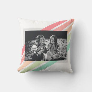 Photo Pastel Rainbow Stripes Custom Gift Cushion
