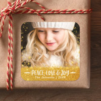 Photo Peace Love Joy Gold Glitter Star Modern Name
