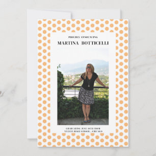 Photo Peach Polka Dots Graduation Announcement