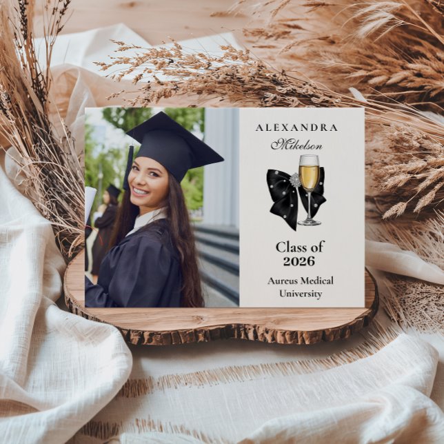 Photo Pearl Champagne Glass Graduation Announcement (Creator Uploaded)