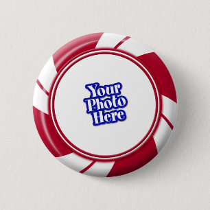 Photo Peppermint Swirl Stripe Candy 6 Cm Round Badge