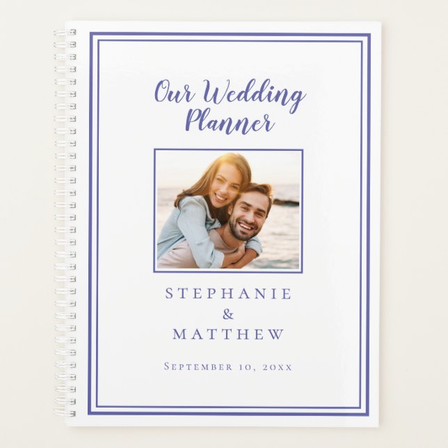 Photo Periwinkle Blue White Simple Modern Wedding Planner (Front)