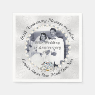 Photo Personalise 60th Diamond Anniversary Napkins