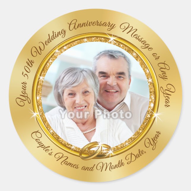 Photo Personalised 50th Anniversary Envelope Seals (Front)