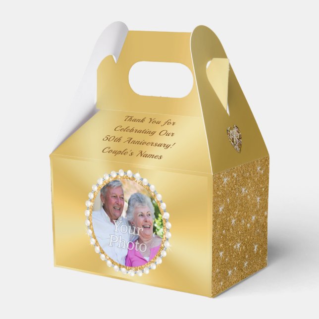 Photo Personalised, 50th Anniversary Favour Boxes (Front Side)