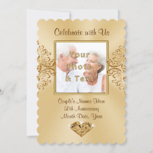 Photo Personalised 50th Anniversary Invitations