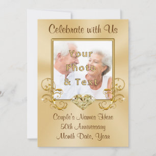 Photo Personalised 50th Anniversary Invitations