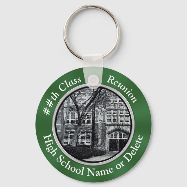 Photo Personalised 50th High School Reunion Gifts Key Ring (Front)