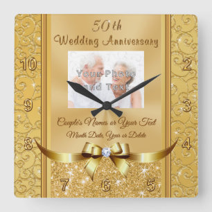 Photo Personalised 50th Wedding Anniversary Clocks